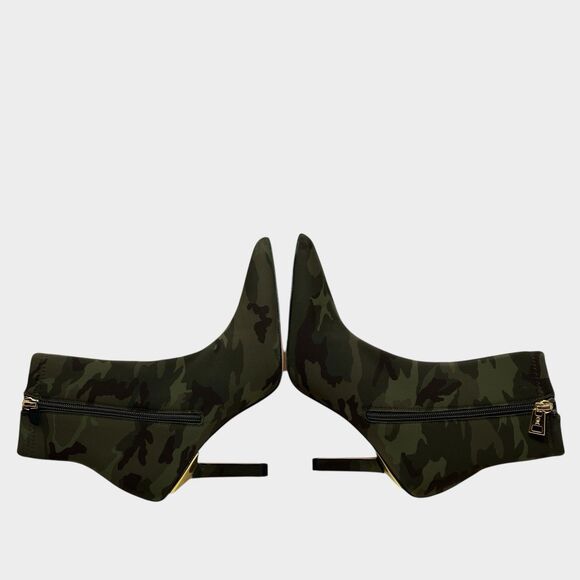 Good American Camo Ankle Boots 7.5 Stretch Fit High Heel Zip - Picture 9 of 14